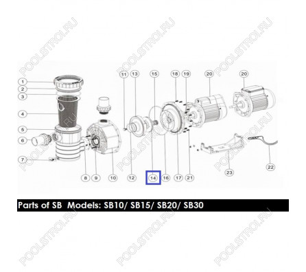 Крыльчатка  для насоса Aquaviva SB20/SR20 1311003